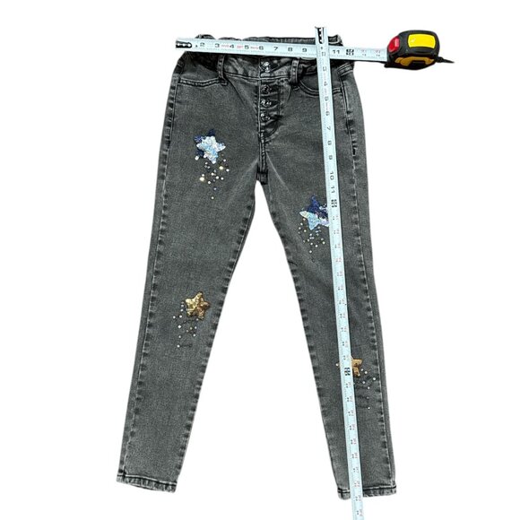4Th July sequin Cat and Jack Girls Jeans Super Skinny Sz 10 Waist  Adjustable - Picture 9 of 10